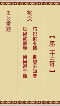 王公灵签 第23签:巧说似有情、自想不知音