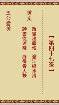 王公灵签 第47签:改变出尘埃、登江绿水清