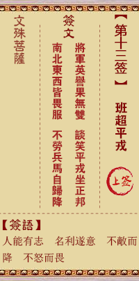 文殊菩萨灵签 第13签解签:班超平戎