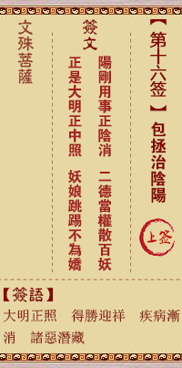 文殊菩萨灵签 第16签解签:包拯治阴阳