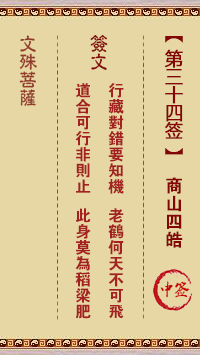 文殊菩萨灵签 第34签解签:商山四皓