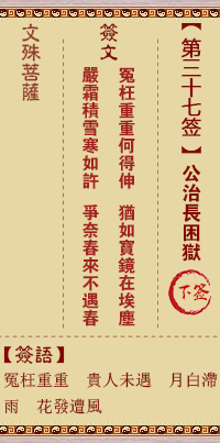 文殊菩萨灵签 第37签解签:公治长困狱