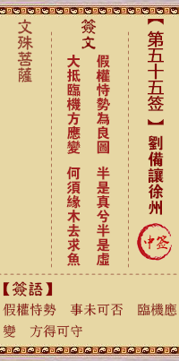 文殊菩萨灵签 第55签解签:刘备让徐州