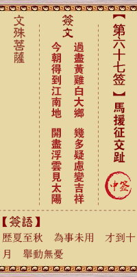 文殊菩萨灵签 第67签解签:马援征交趾