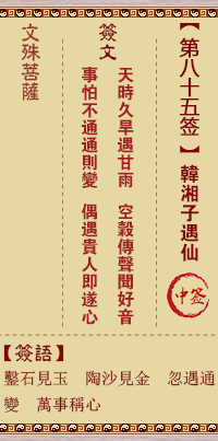 文殊菩萨灵签 第85签解签:韩湘子遇仙