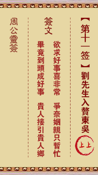 周公灵签 第11签:刘先生入赘东吴