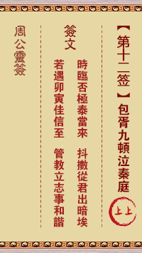 周公灵签 第12签:包胥九顿泣秦庭