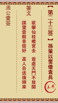 周公灵签 第23签:孙策以玺借袁兵