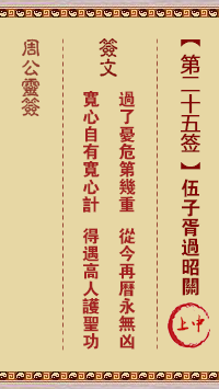 周公灵签 第25签:伍子胥过昭关