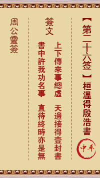 周公灵签 第26签:桓温得殷浩书