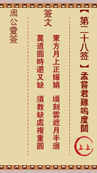 周公灵签 第28签:孟尝君鸡鸣度关