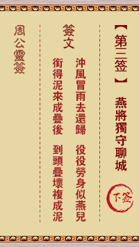 周公灵签 第3签:燕将独守聊城