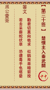 周公灵签 第30签:楚怀主入秦武关