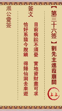 周公灵签 第36签:刘先主进葭萠关