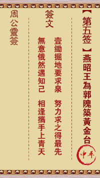 周公灵签 第5签:燕昭王为郭隗筑黄金台