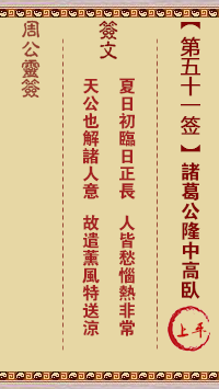 周公灵签 第51签:诸葛公隆中高卧