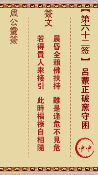 周公灵签 第62签:吕蒙正破窑守困
