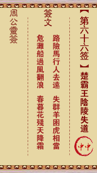 周公灵签 第66签:楚霸王阴陵失道