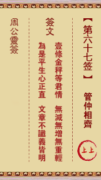 周公灵签 第67签:管仲相齐