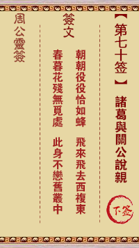 周公灵签 第70签:诸葛与关公说亲