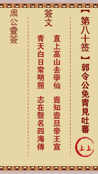 周公灵签 第80签:郭令公免胄见吐蕃
