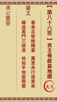 周公灵签 第86签:西王母献益地图