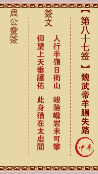 周公灵签 第87签:魏武帝羊肠失路