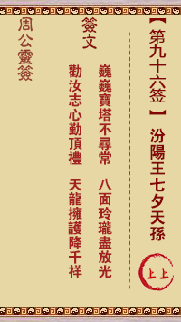 周公灵签 第96签:汾阳王七夕天孙