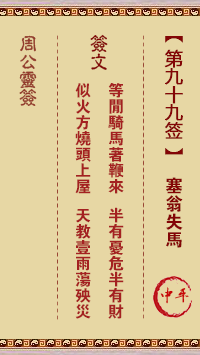 周公灵签 第99签:塞翁失马